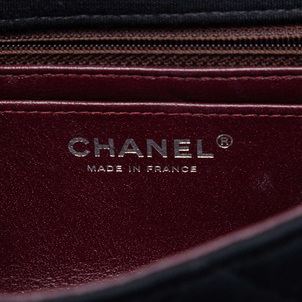 Chanel Mini Rectangular Classic Jersey Single Flap Black Cotton Very good condition - Box View