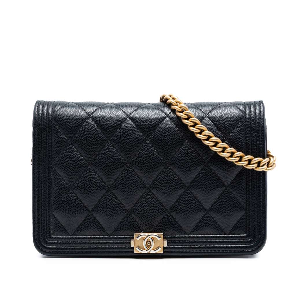 Chanel Quilted Caviar Boy Wallet on Chain