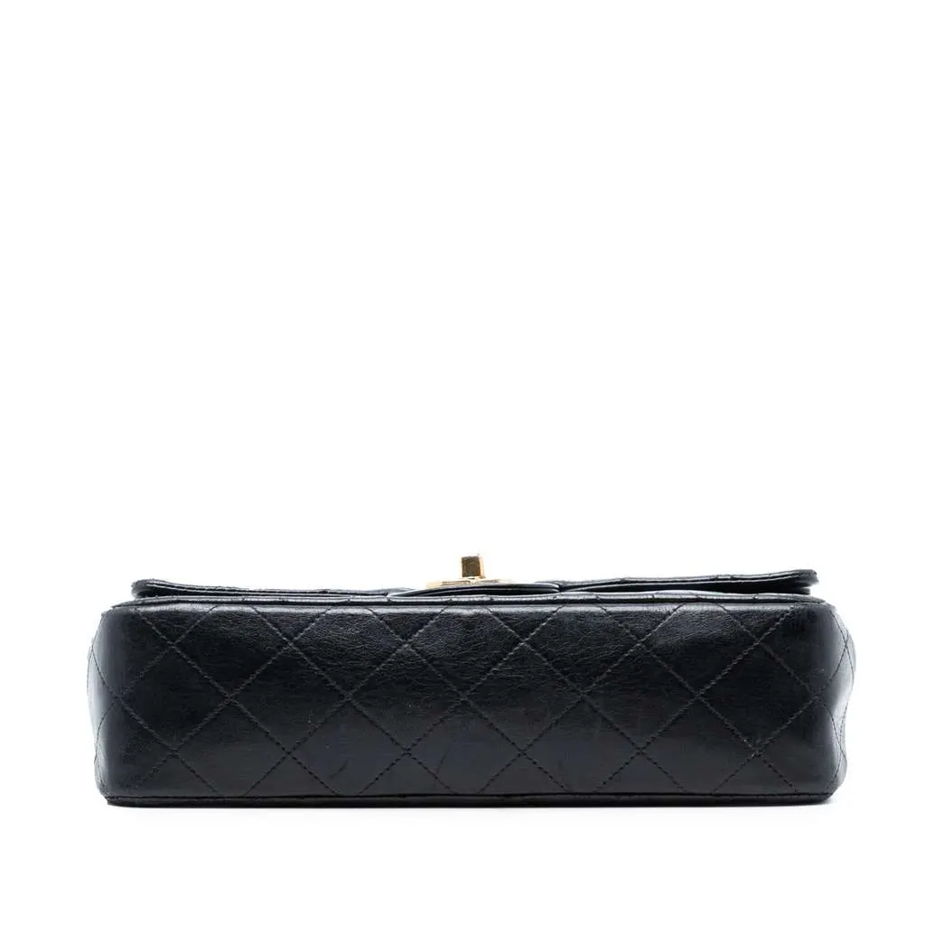 Chanel Small Classic Lambskin Double Flap Black Leather Good - Inside View
