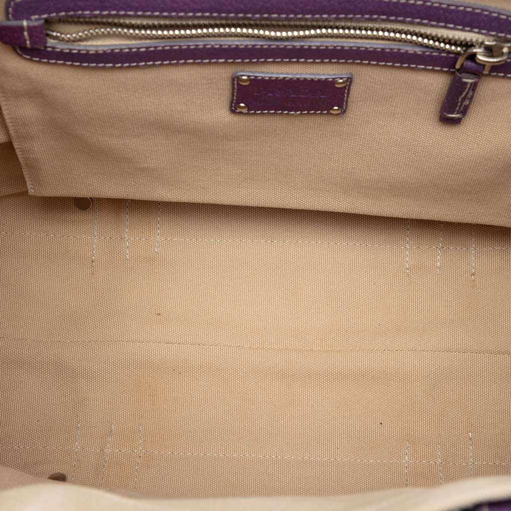 Prada Studded Leather Trimmed Canvas Front Pocket Tote Brown Canvas Very good condition - Model View