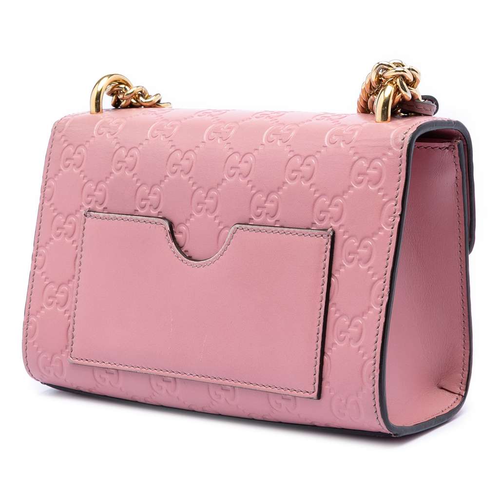 Gucci Small Guccissima Padlock Crossbody Pink Leather Very good condition - Back View
