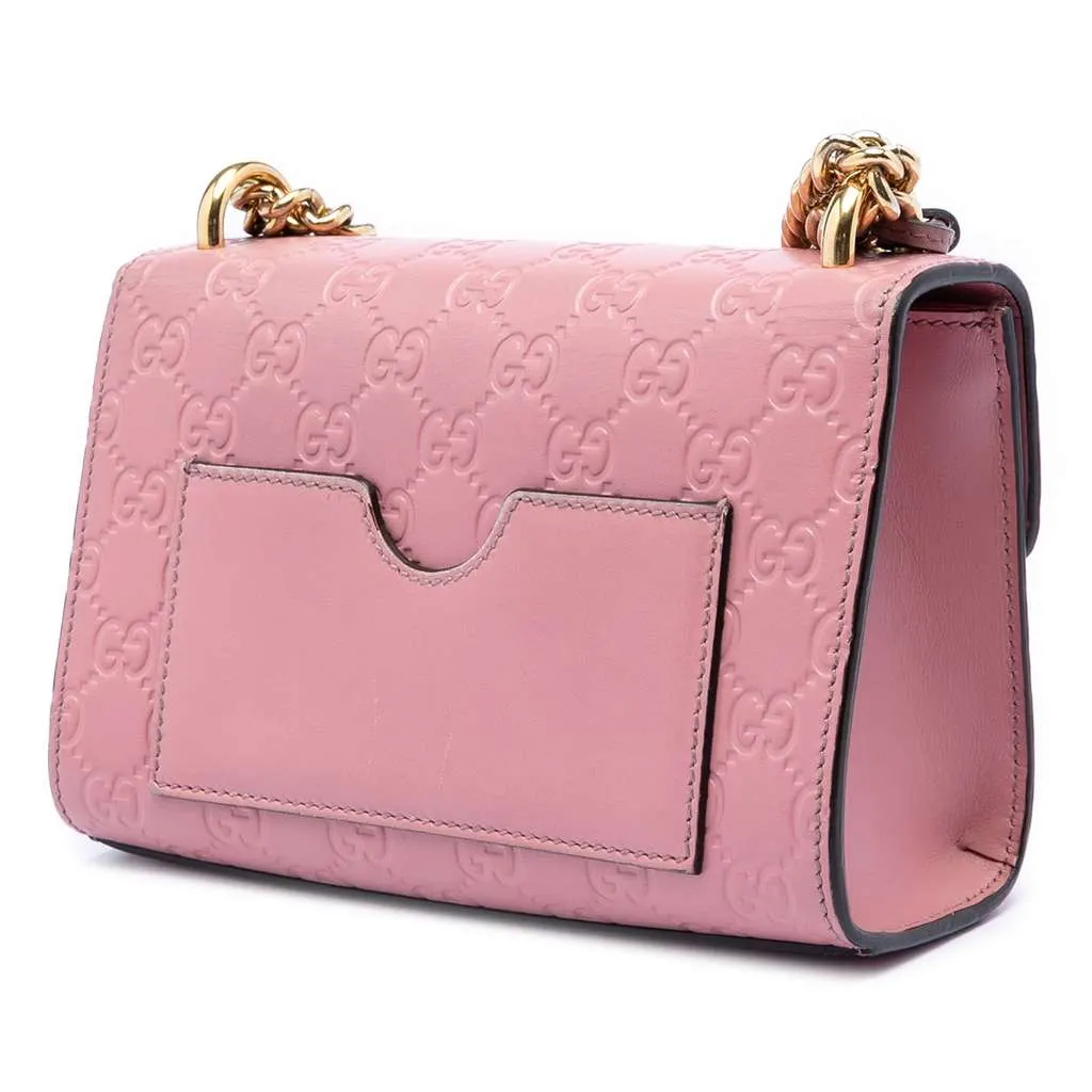 Gucci Small Guccissima Padlock Crossbody Pink Leather Very good - Back View