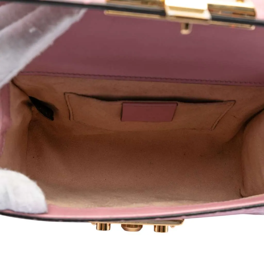 Gucci Small Guccissima Padlock Crossbody Pink Leather Very good - Model View