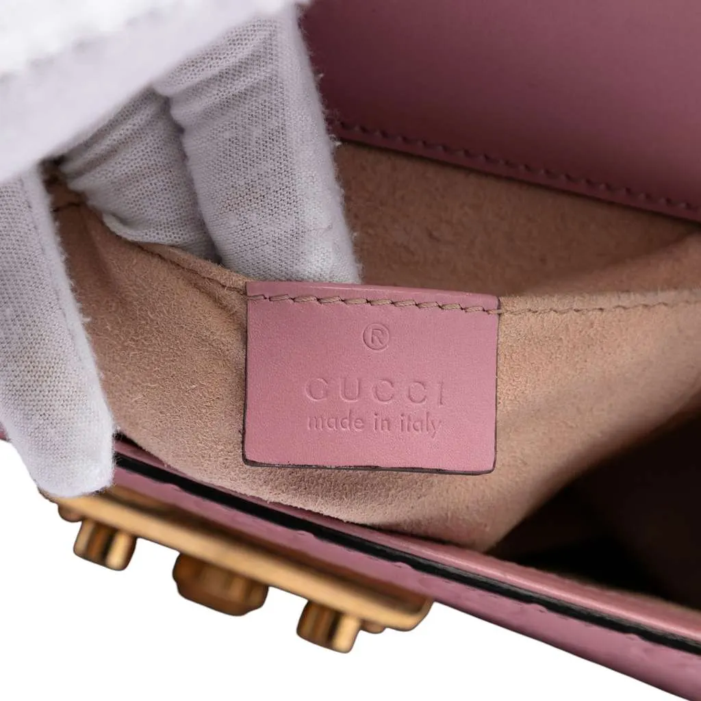 Gucci Small Guccissima Padlock Crossbody Pink Leather Very good - Box View