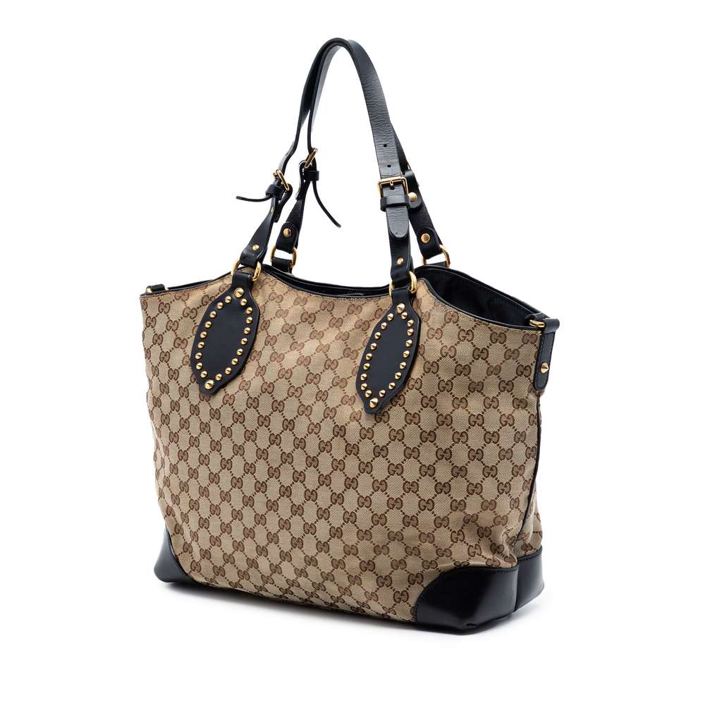 Gucci GG Canvas Patti Studed Hobo Beige Canvas Very good condition - Back View