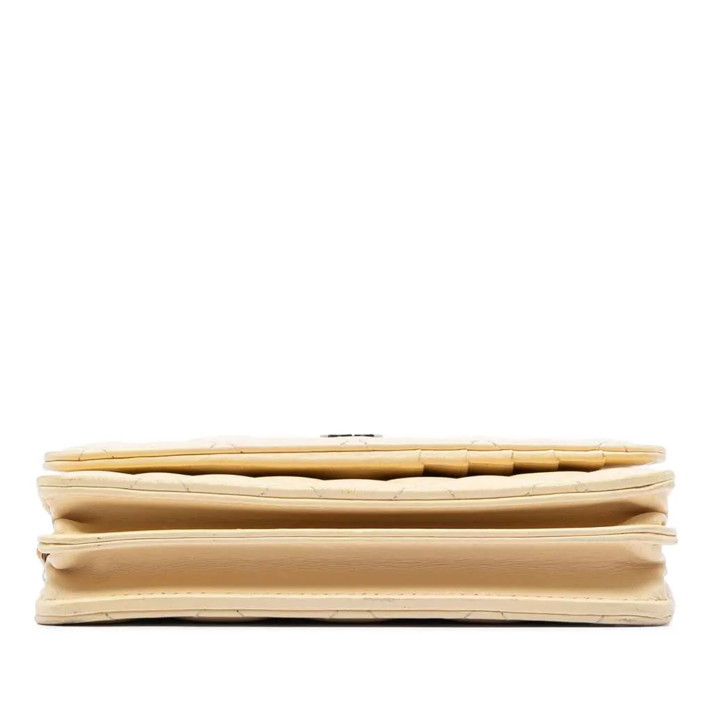 Chanel Mini CC Lambskin Wallet on Chain Yellow Leather Very good - Inside View