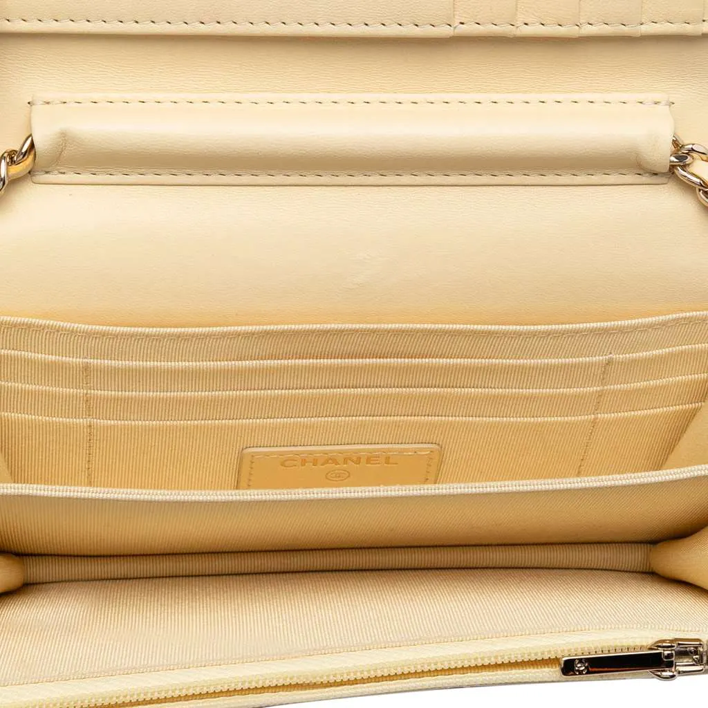 Chanel Mini CC Lambskin Wallet on Chain Yellow Leather Very good - Model View