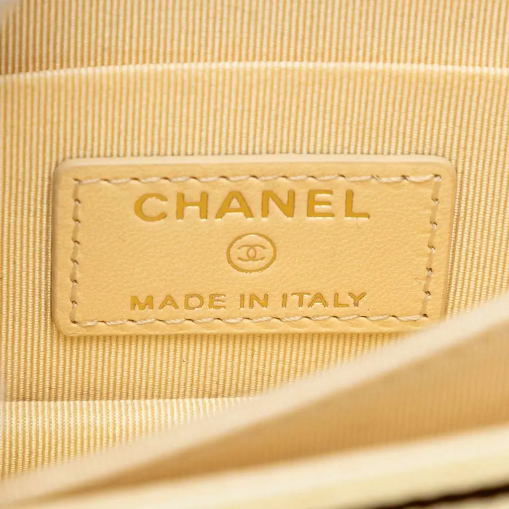 Chanel Mini CC Lambskin Wallet on Chain Yellow Leather Very good - Box View