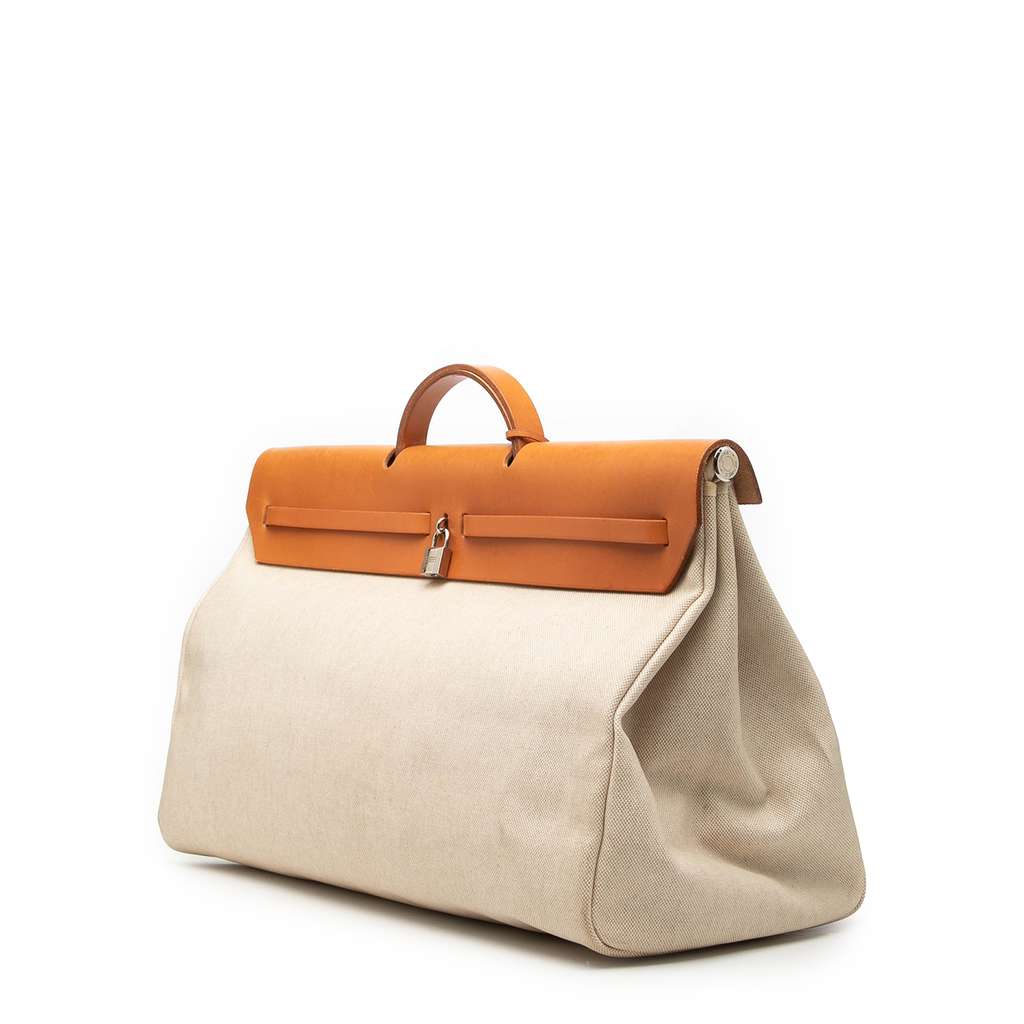 Hermès Toile and Vache Hunter Herbag Zip Cabine 50 Beige Canvas Good condition - Back View