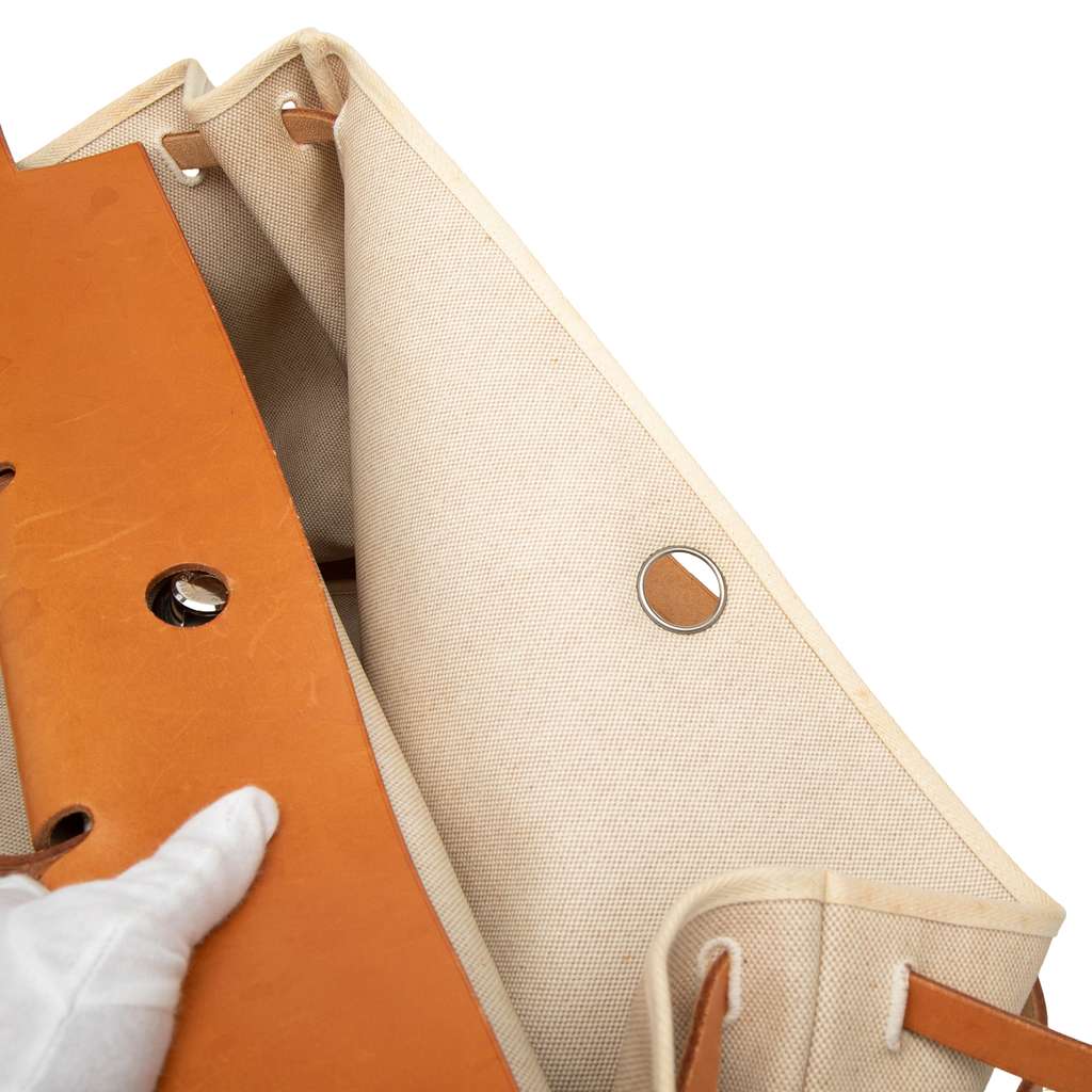 Hermès Toile and Vache Hunter Herbag Zip Cabine 50 Beige Canvas Good condition - Box View