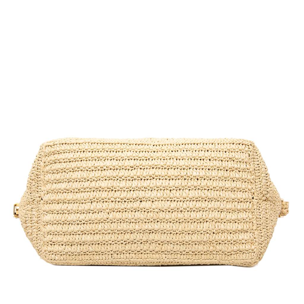 Saint Laurent Woven Raffia Le Tuc Logo Shoulder Bag Beige Very good condition - Inside View