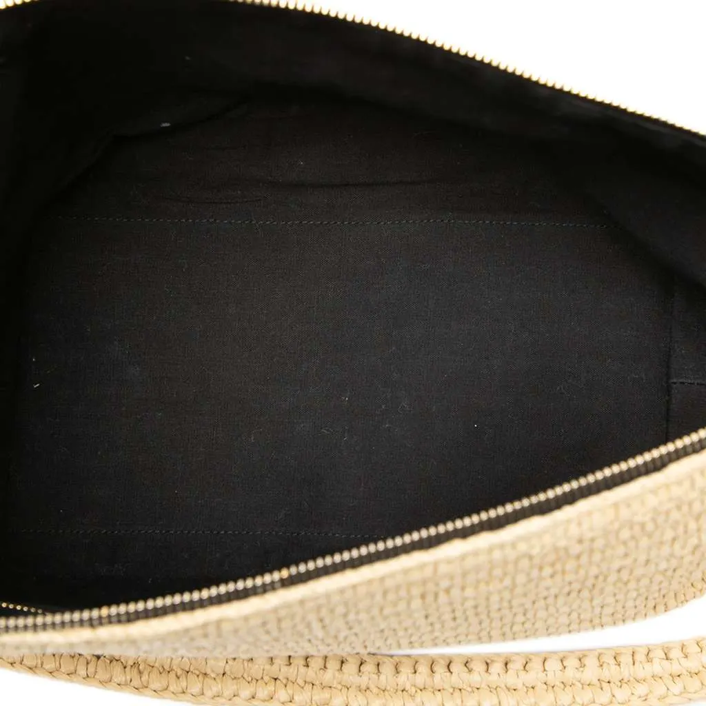 Saint Laurent Woven Raffia Le Tuc Logo Shoulder Bag Beige Very good - Model View