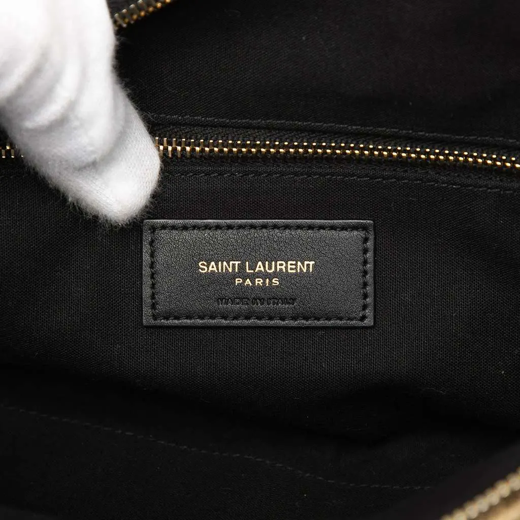 Saint Laurent Woven Raffia Le Tuc Logo Shoulder Bag Beige Very good - Box View