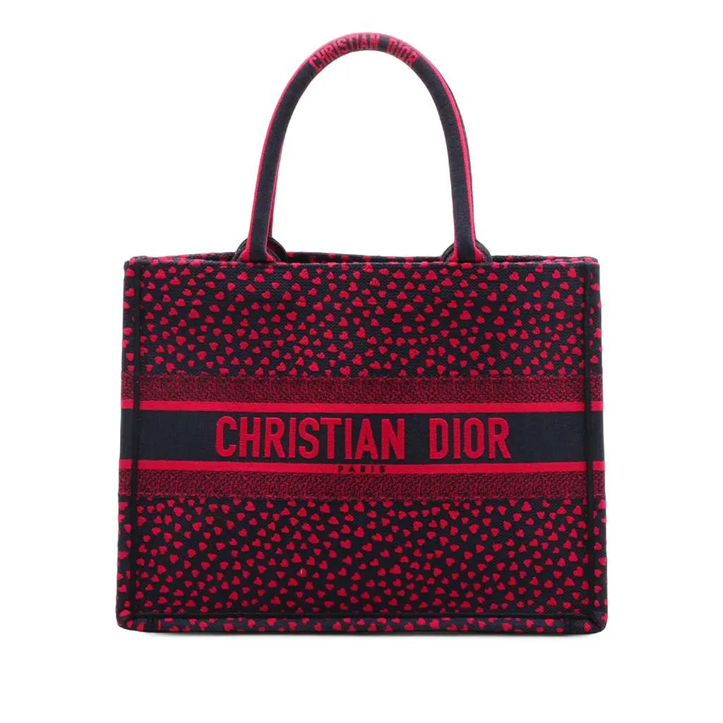 Dior Medium Canvas Pop Hearts I Love Paris Book Tote Red Canvas Very good - Front View