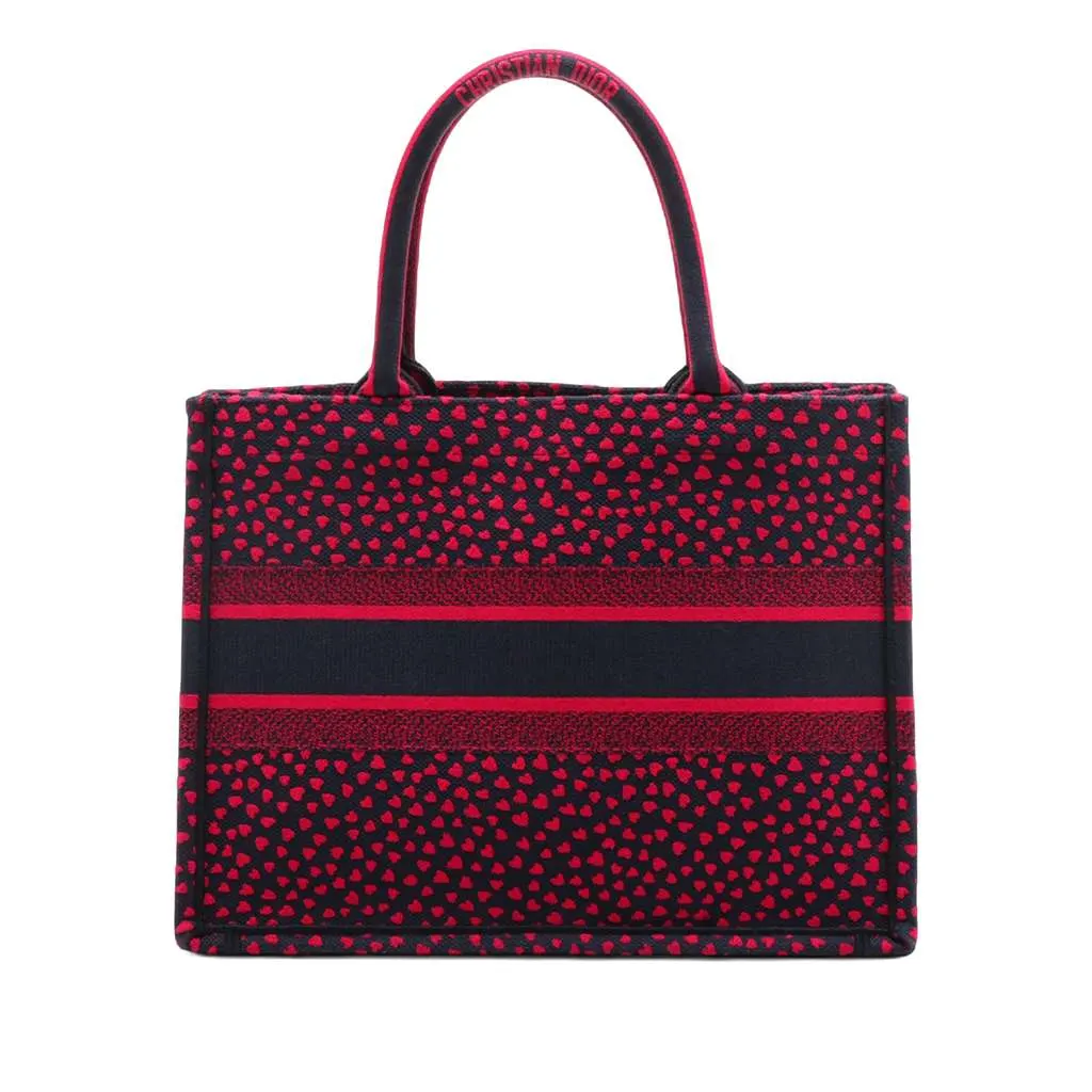 Dior Medium Canvas Pop Hearts I Love Paris Book Tote Red Canvas Very good - Back View