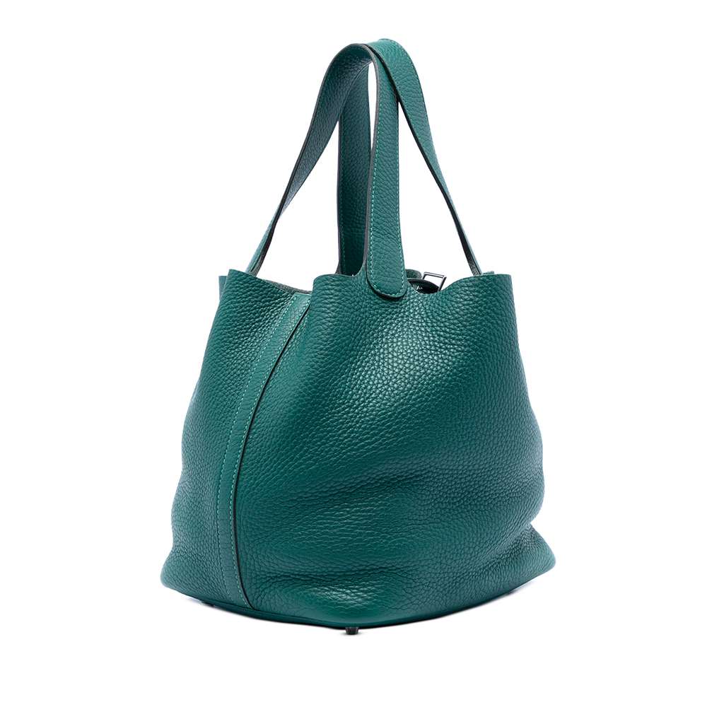 Hermès Clemence Picotin Lock 22 Green Leather Very good condition - Back View