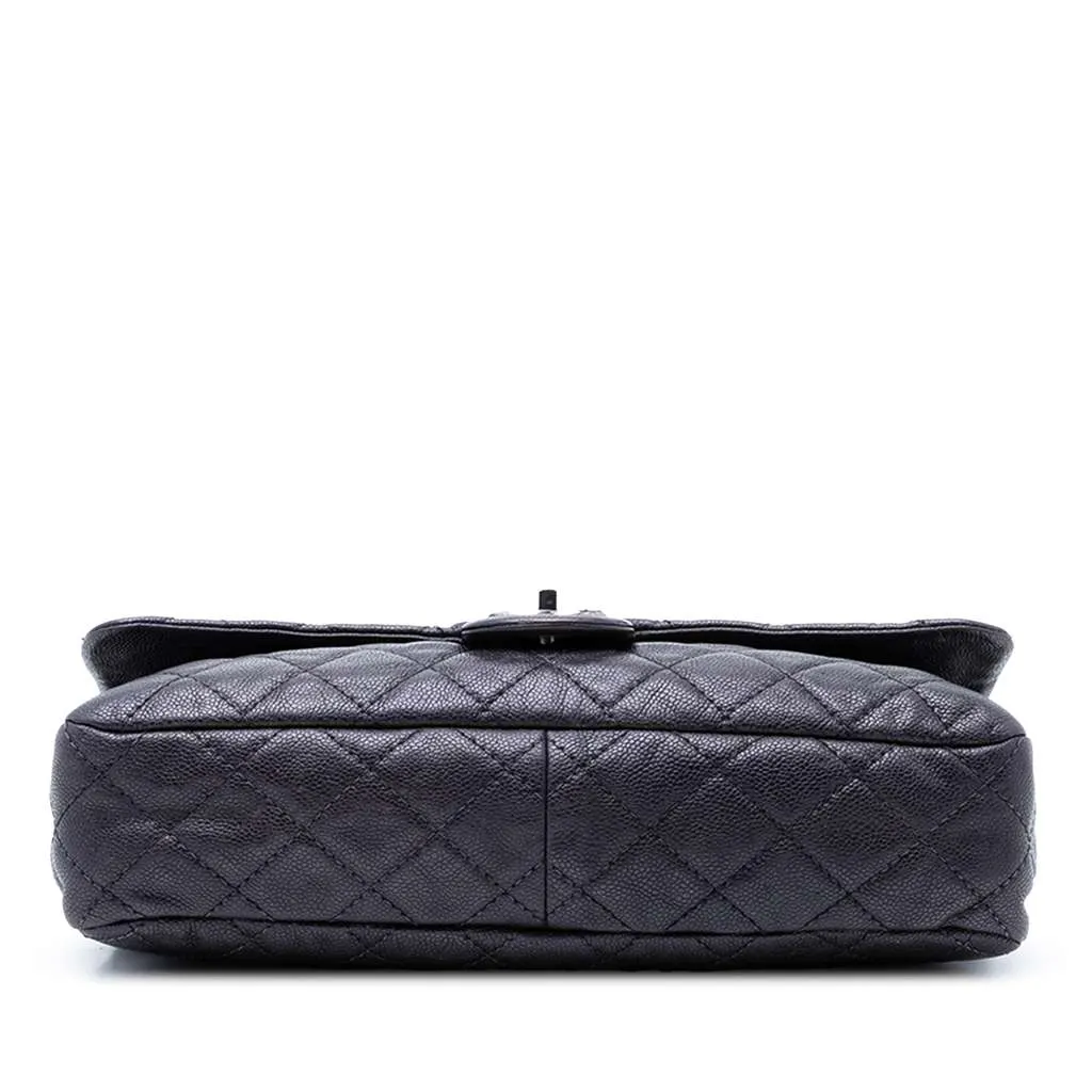 Chanel Jumbo Quilted Iridescent Caviar Easy Flap Grey Leather Very good - Inside View