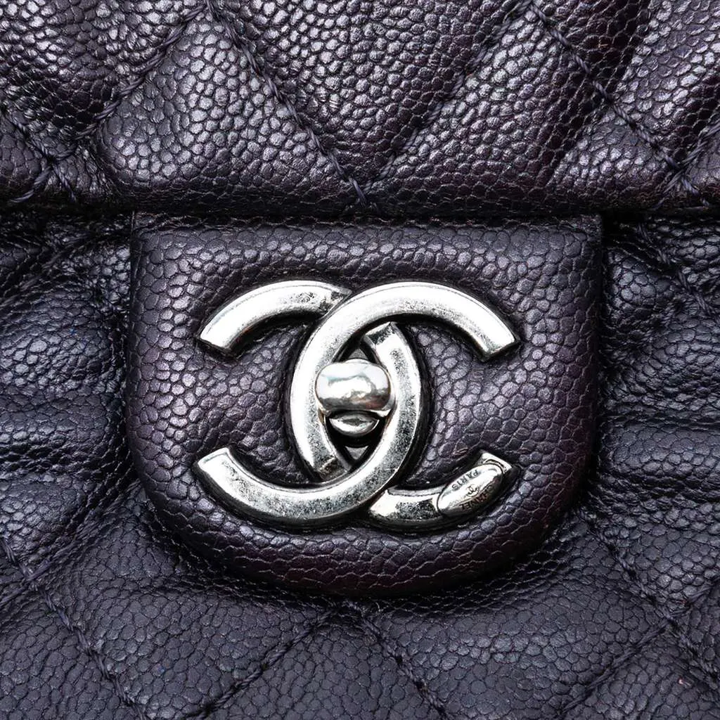 Chanel Jumbo Quilted Iridescent Caviar Easy Flap Grey Leather Very good - Box View