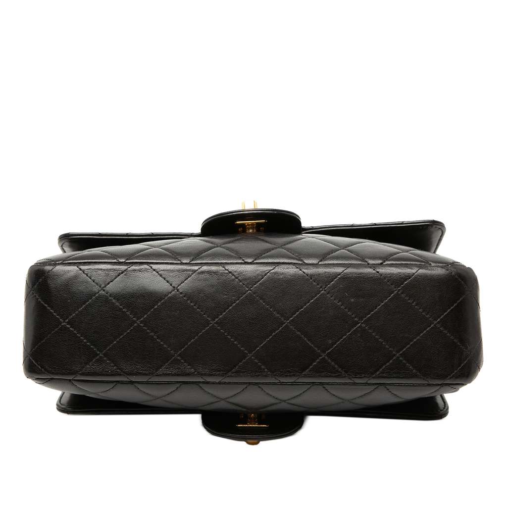 Chanel Small Quilted Lambskin Double Sided Flap Black Leather Very good condition - Inside View