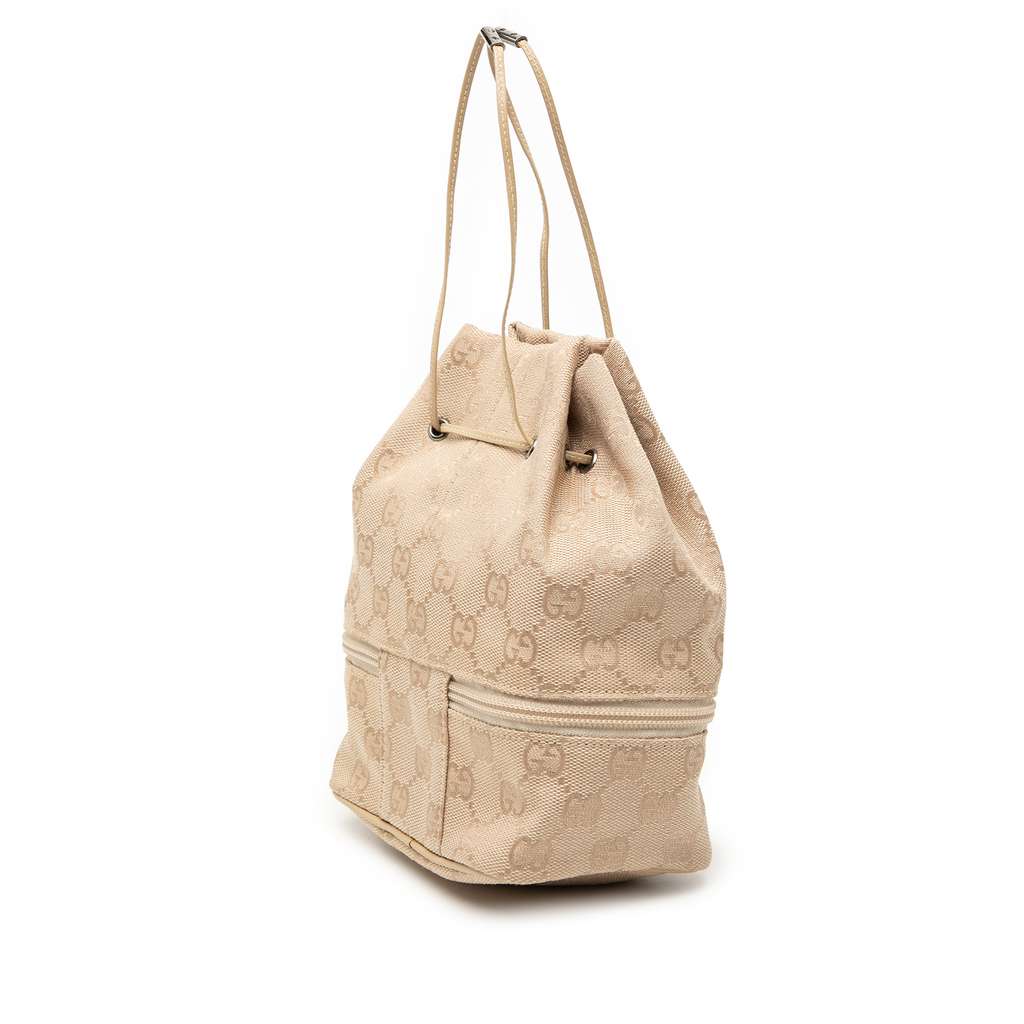 Gucci GG Canvas Drawstring Pouch Beige Canvas Very good condition - Back View