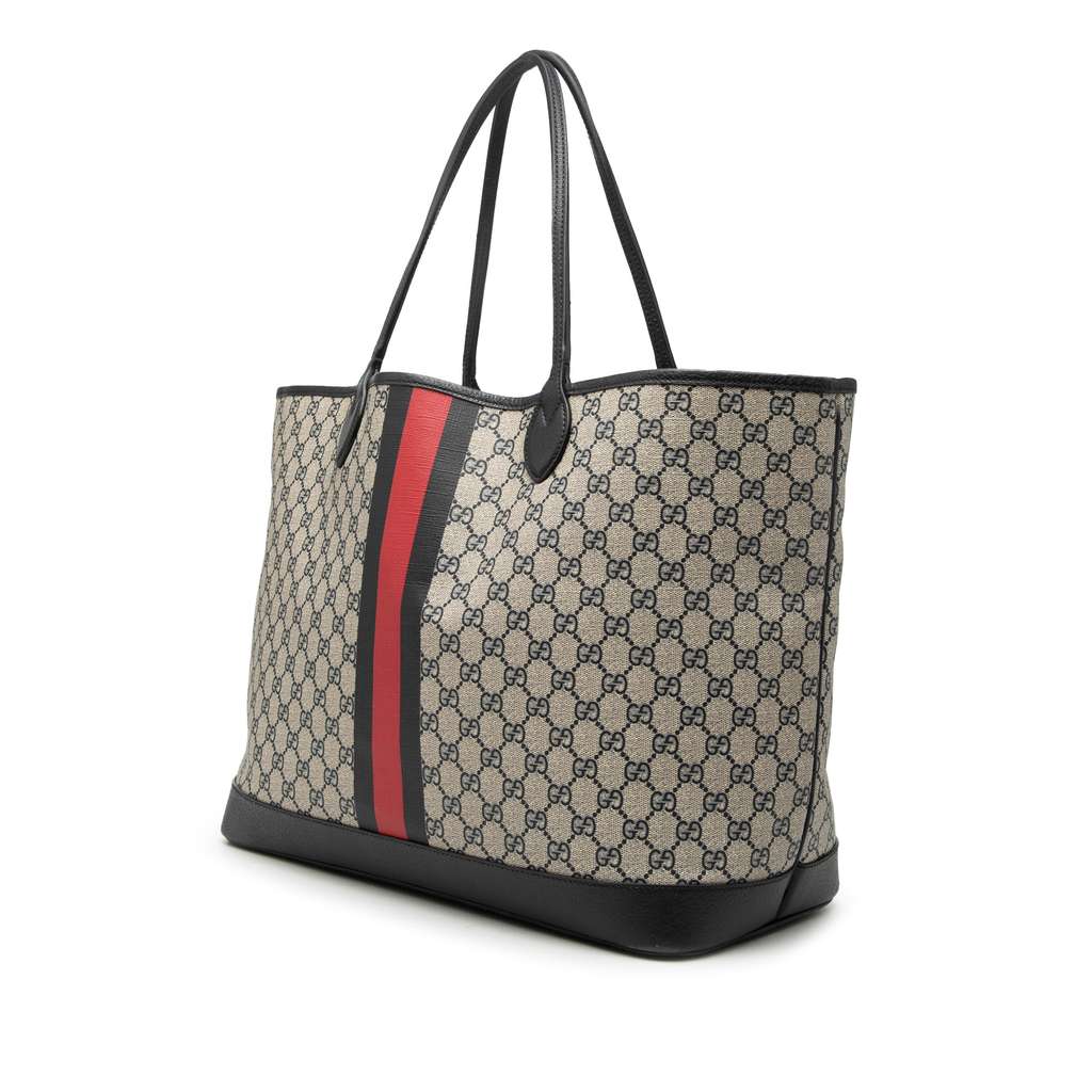 Gucci Large GG Supreme Web Ophidia Shopper Tote Beige Canvas Very good condition - Back View