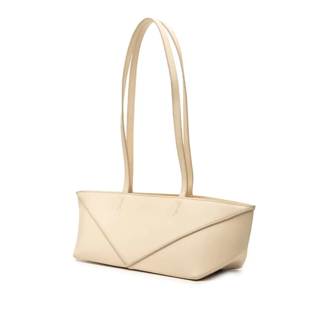 Loewe Calfskin Cropped Puzzle Fold Shoulder Bag Brown Leather Very good - Back View