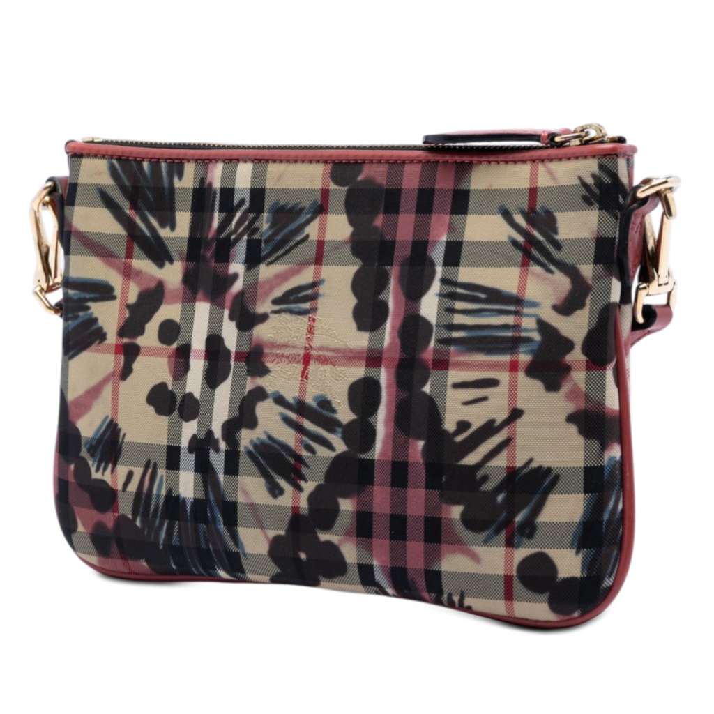 Burberry Haymarket Check Peony Rose Crossbody Beige Canvas Very good condition - Back View