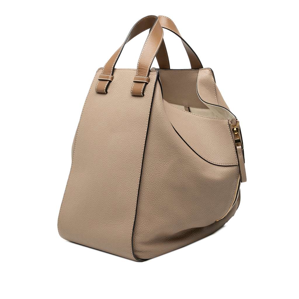 Loewe Medium Grained Calfskin Hammock Satchel Beige Leather Very good condition - Back View