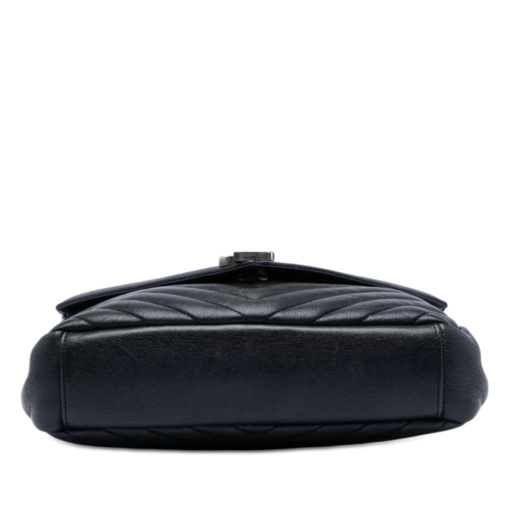 Saint Laurent Medium Chevron Sheepskin Monogram College Satchel Black Leather Very good condition - Inside View