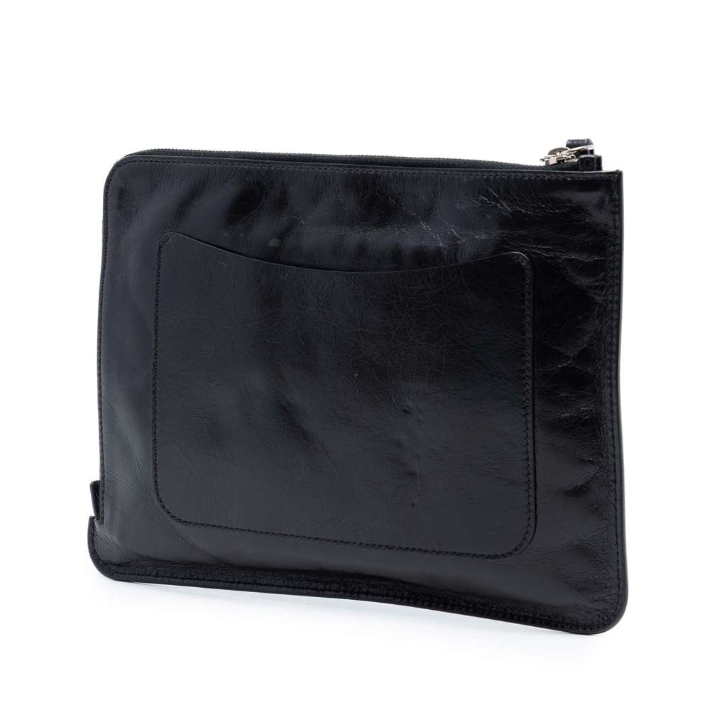 Chanel Distressed Calfskin Je Ne Suis Pas En Solde Clutch Black Leather Very good condition - Back View