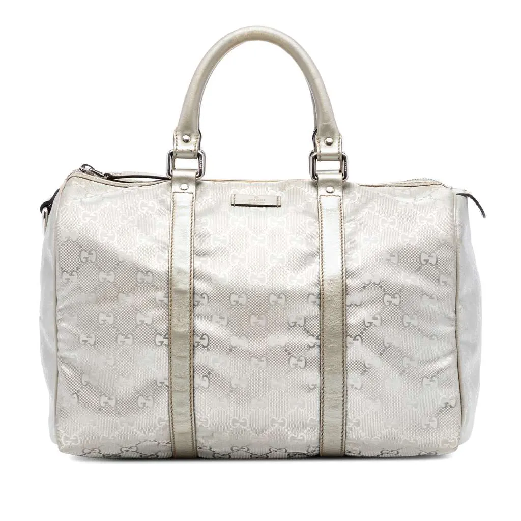 Gucci Medium GG Imprime Joy Boston Bag Silver Canvas Very good - Front View