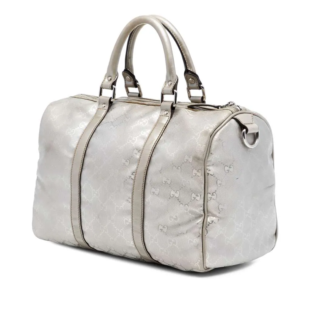 Gucci Medium GG Imprime Joy Boston Bag Silver Canvas Very good - Back View