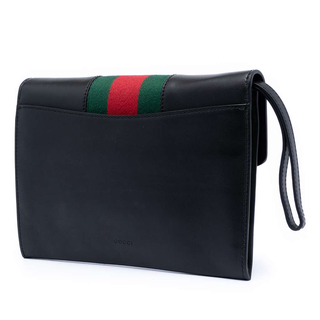 Gucci Leather Sylvie Clutch Black Leather Very good condition - Back View