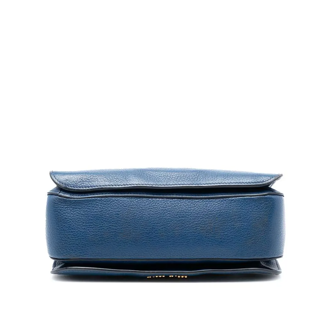 Miu Miu Goatskin Madras Satchel Blue Leather Good - Inside View