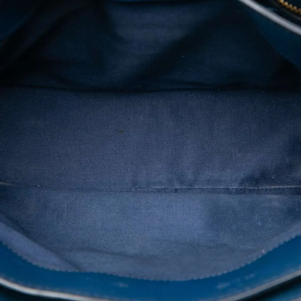 Miu Miu Goatskin Madras Satchel Blue Leather Good - Model View