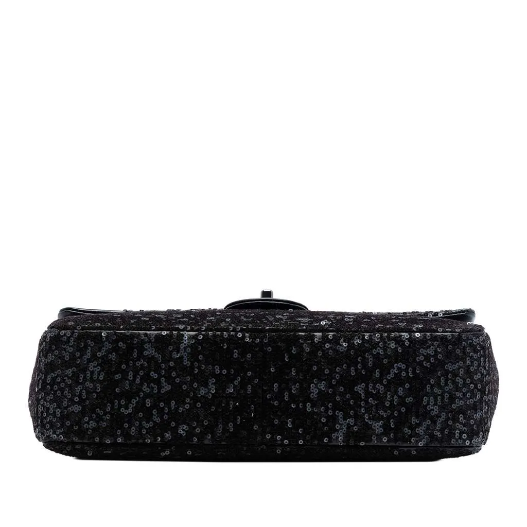 Chanel Jumbo Classic Sequins Single Flap Black Leather Very good - Inside View