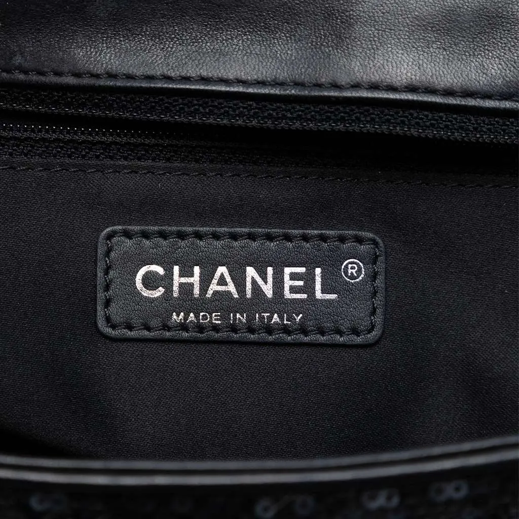 Chanel Jumbo Classic Sequins Single Flap Black Leather Very good - Box View