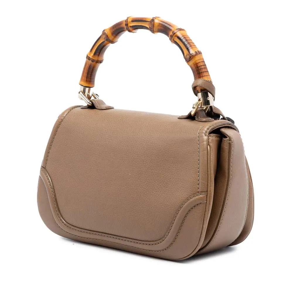 Gucci Medium Calfskin New Bamboo Top Handle Bag Brown Leather Very good - Back View