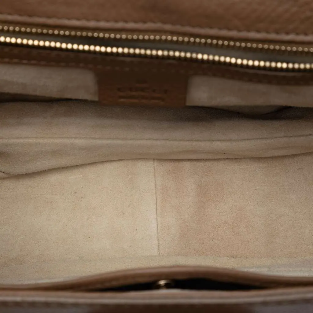 Gucci Medium Calfskin New Bamboo Top Handle Bag Brown Leather Very good - Model View