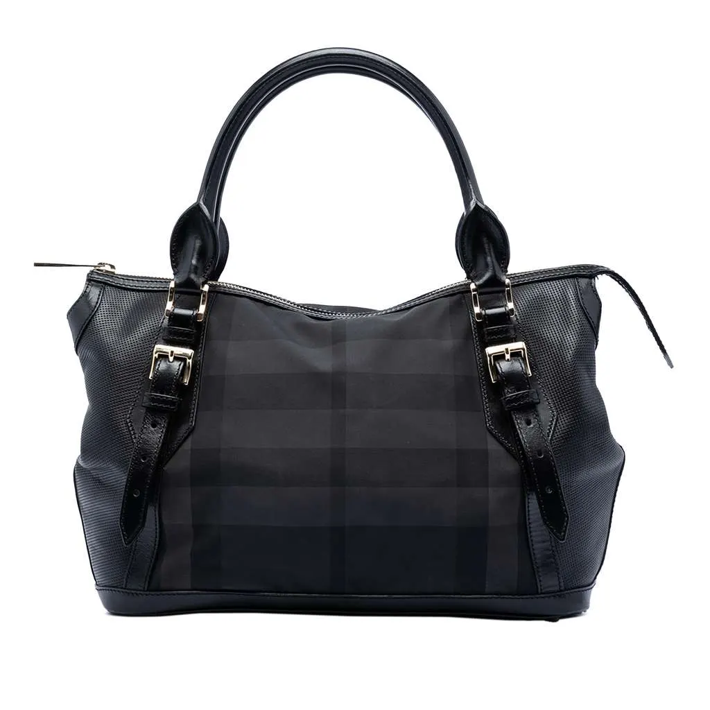 Burberry Beat Check Nylon Ellers Satchel Black Very good - Front View