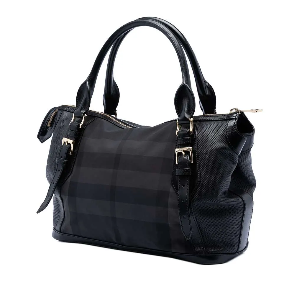 Burberry Beat Check Nylon Ellers Satchel Black Very good - Back View