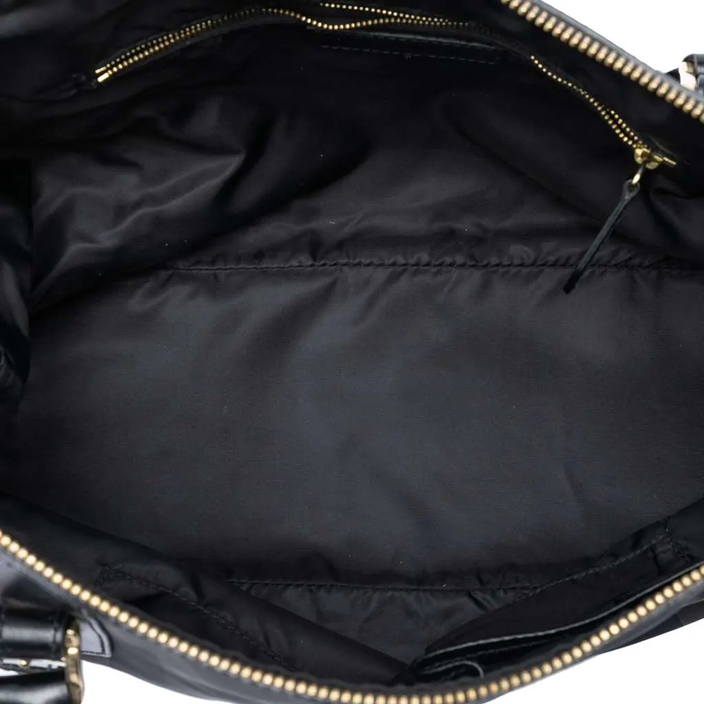 Burberry Beat Check Nylon Ellers Satchel Black Very good - Model View
