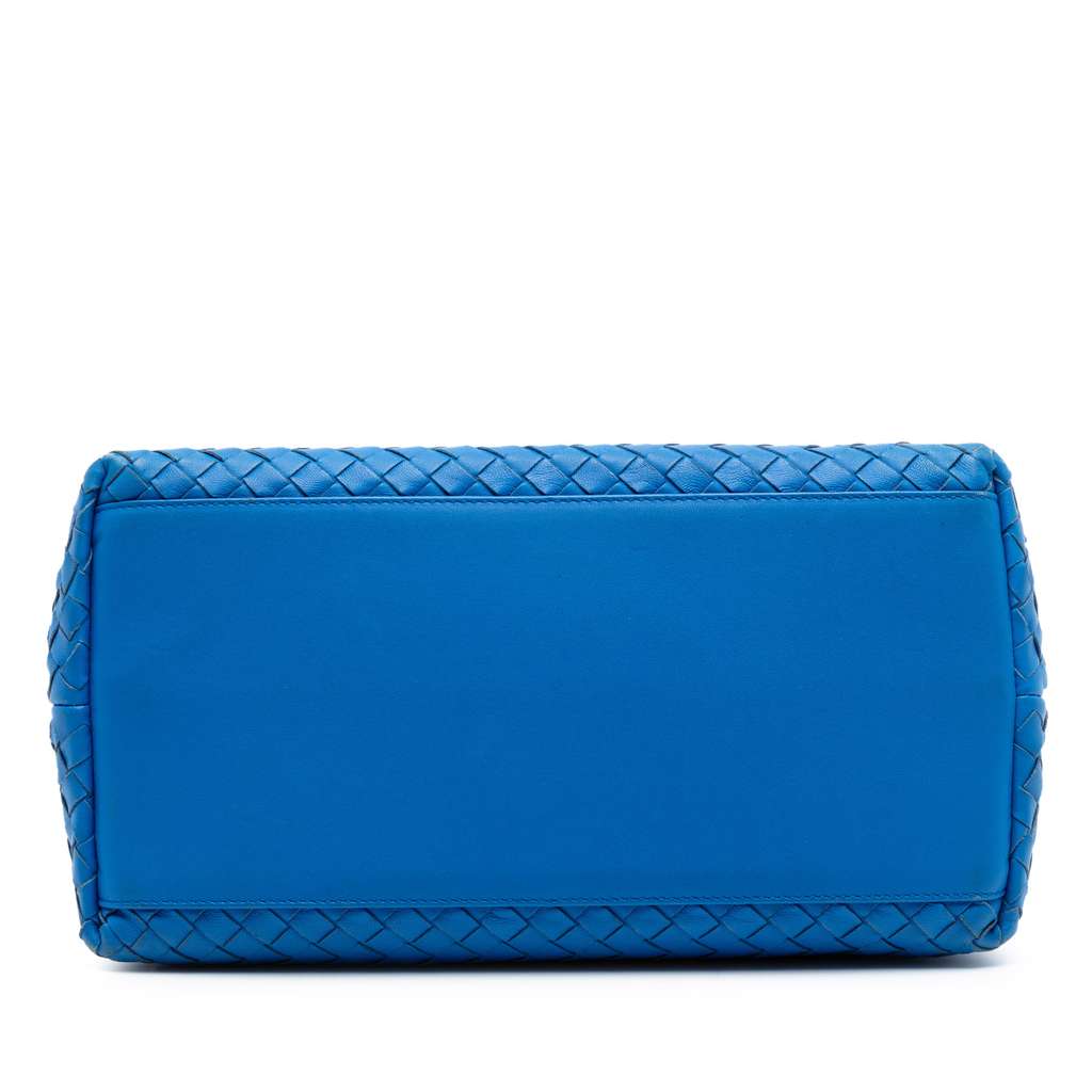 Bottega Veneta Small Nappa Intrecciato Accordion Satchel Blue Leather Very good condition - Inside View