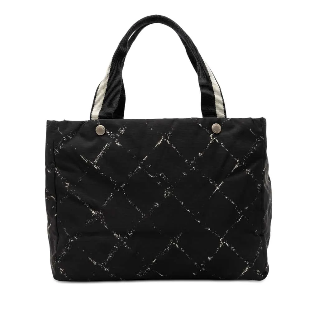 Chanel Old Travel Line Nylon Tote Black Very good - Front View