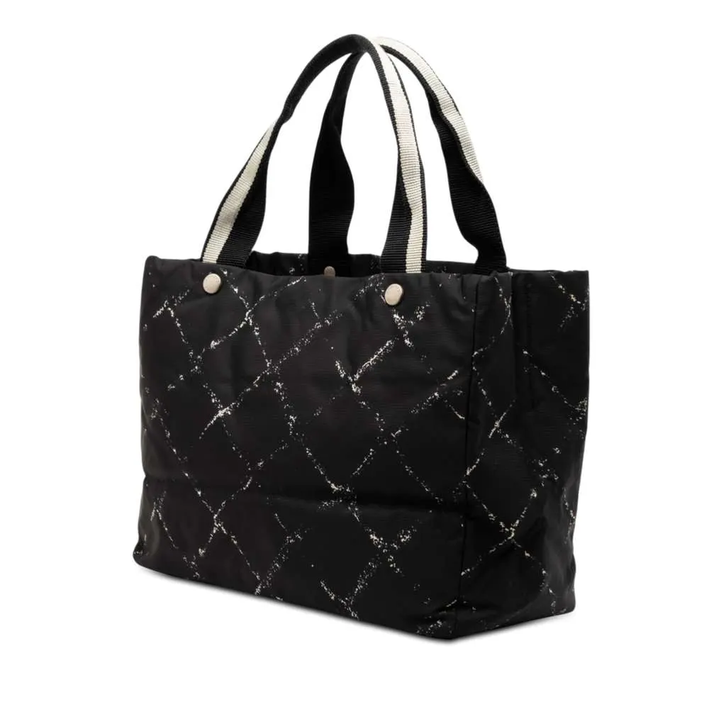 Chanel Old Travel Line Nylon Tote Black Very good - Back View