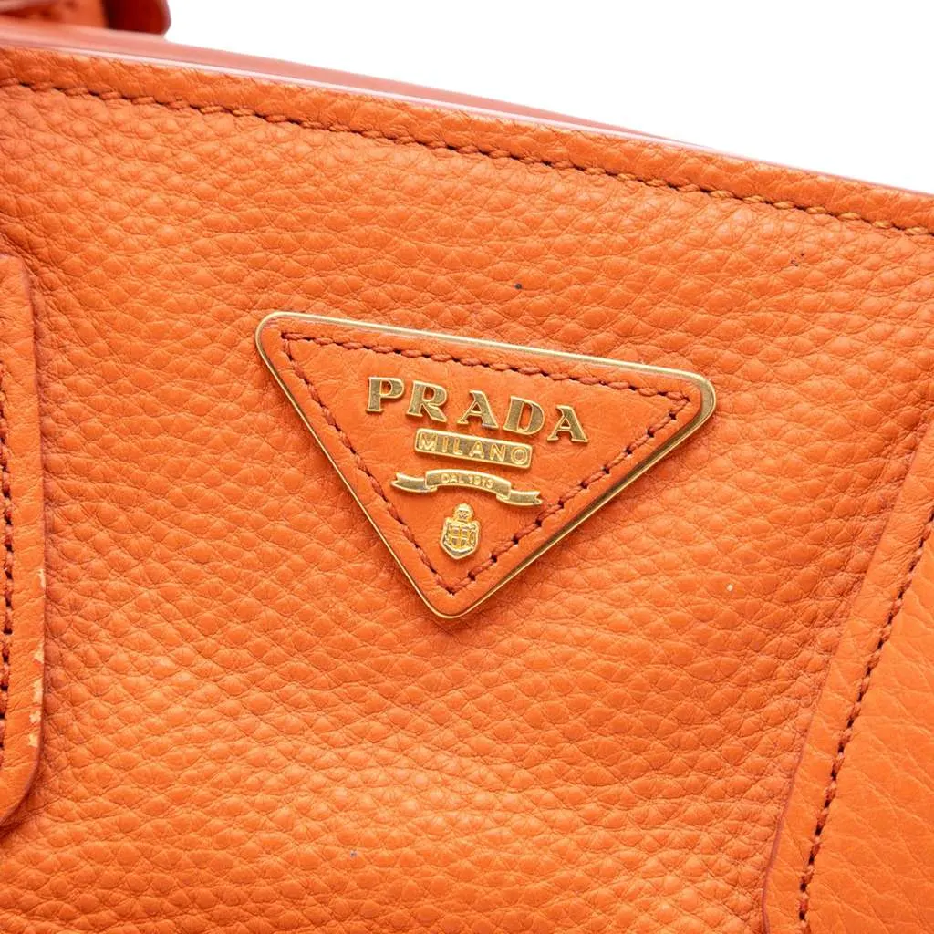 Prada Vitello Phenix Shopping Tote Orange Leather Very good - Box View
