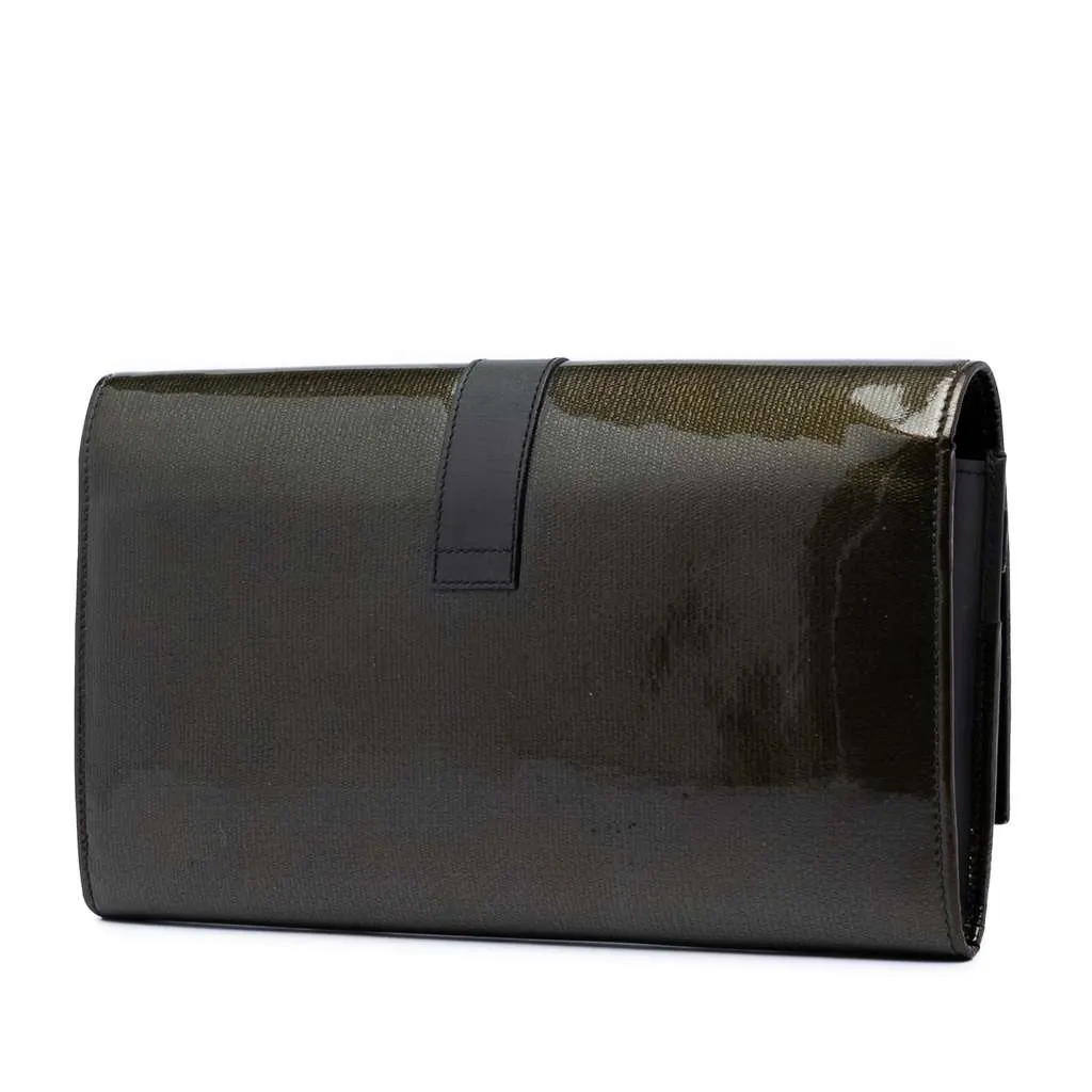Saint Laurent Patent Chyc Ligne Travel Wallet Green Leather Very good - Back View