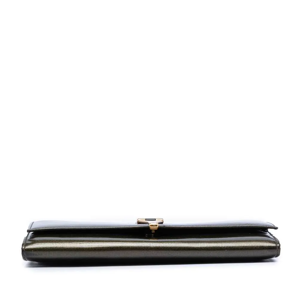 Saint Laurent Patent Chyc Ligne Travel Wallet Green Leather Very good - Inside View