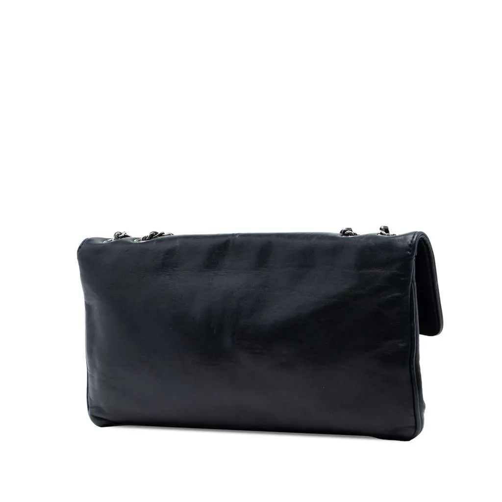 Chanel Quilted Lambskin Giant Mademoiselle Turnlock Shoulder Bag Black Leather Very good - Back View