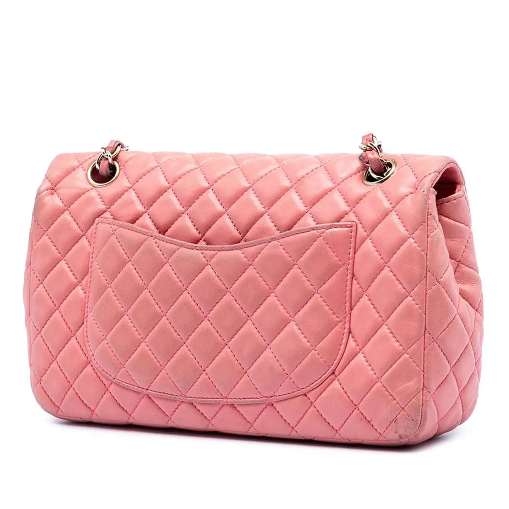 Chanel Medium Classic Lambskin Valentines Heart Charms Single Flap Pink Leather Very good - Inside View